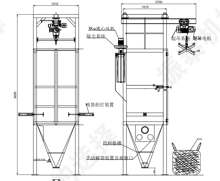 大麻種子噸袋拆袋機圖紙結構 大麻種子噸袋拆袋機圖紙結構