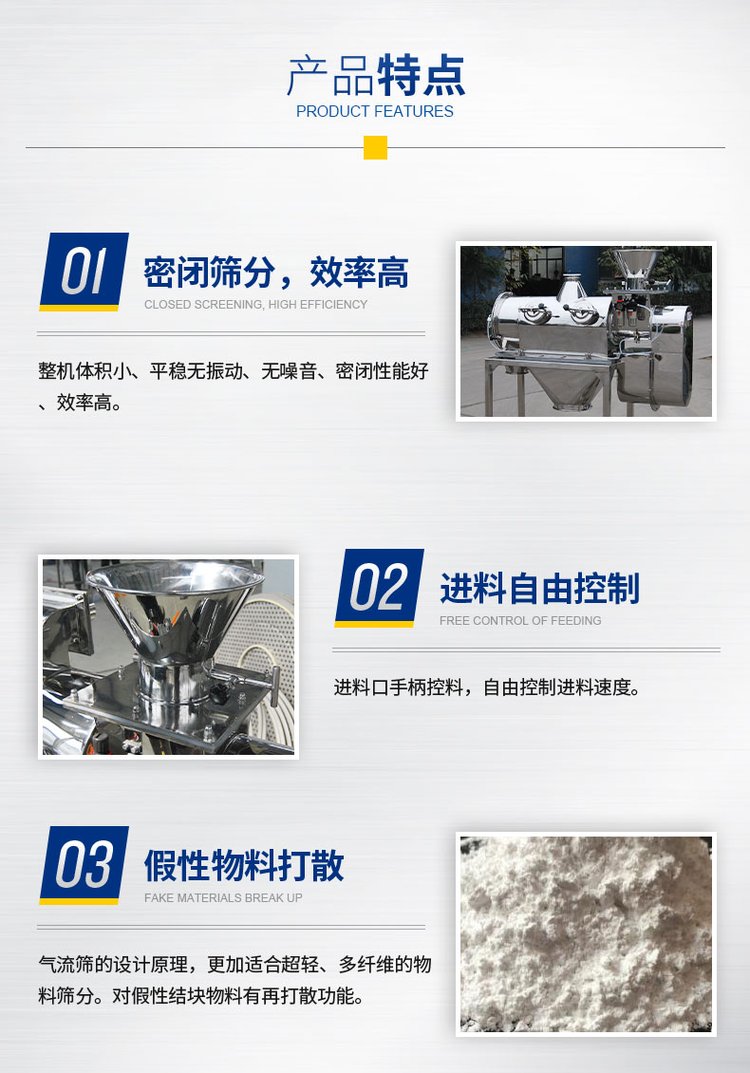 銻白粉氣流篩產品特點 銻白粉氣流篩產品特點